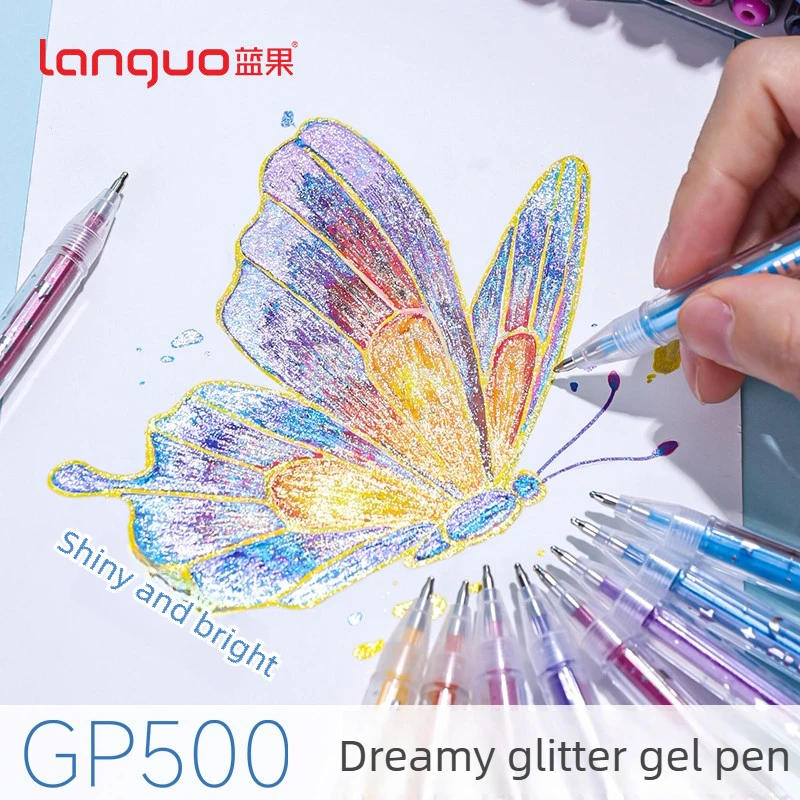 LANGUO 12/96 Colors Glitter Gel Pen High Capacity 1.0mm Super Sparkle for Drawing Journal Office School Supplies Stationery