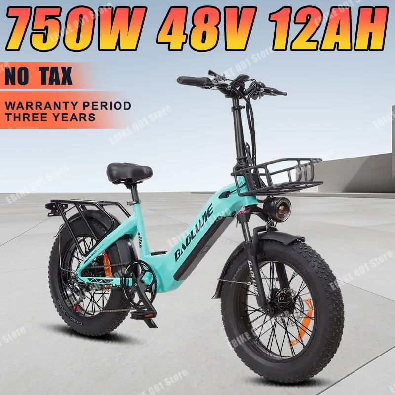 

EU Stock Electric bike 48V 12AH 250W 500W 750W Battery 20 inch Electric bicycle Mountain Fat Tire 7 Speed Variable Speed Ebike