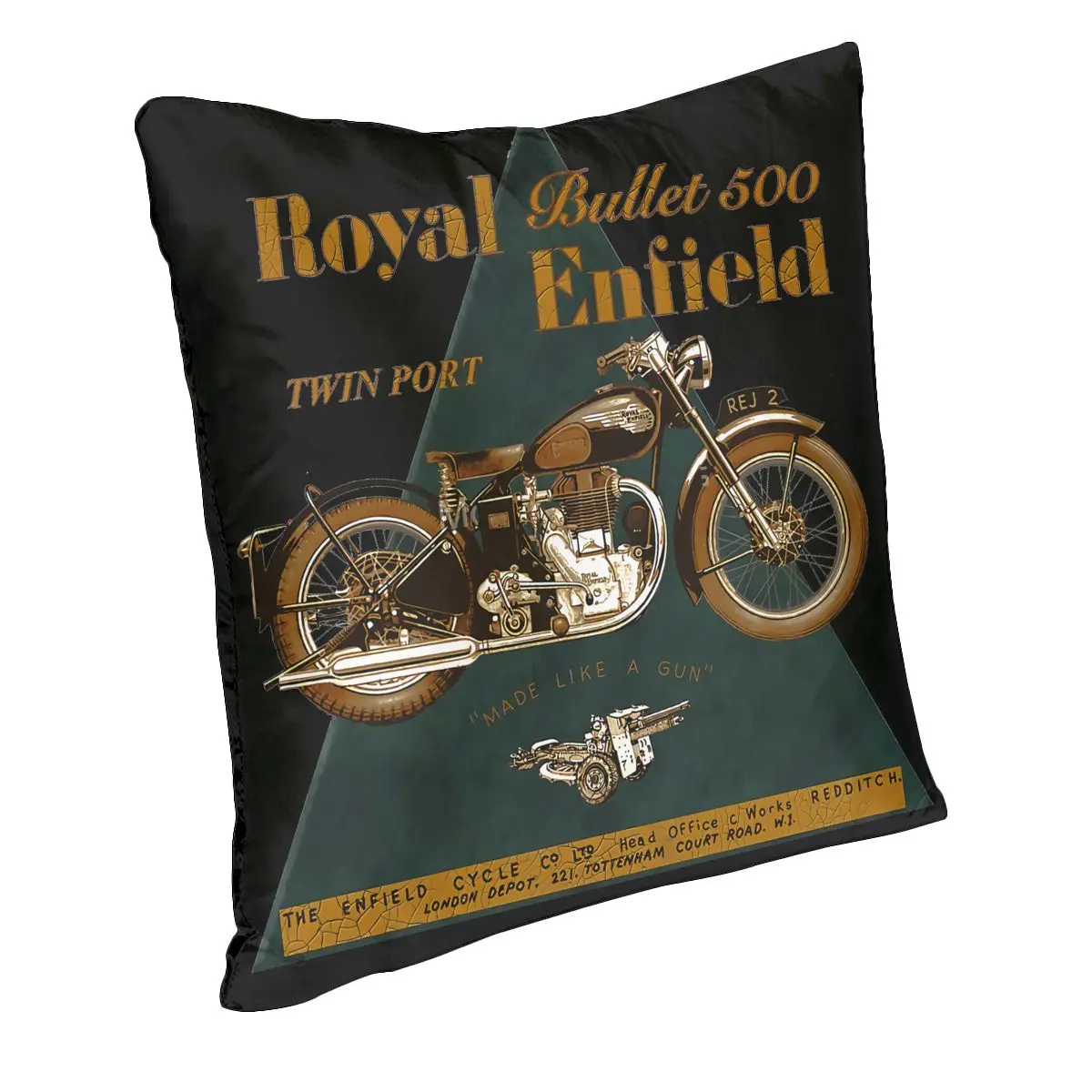 Silky The Legendary Royal Enfield Bullet 500 Motorcycle Pillowcase Throw Pillow Cover Fashion Home Decor Skin-Friendly