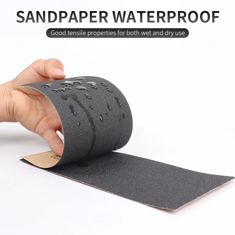 Onnfang 8pcs Water Dry Sandpaper 9x3.6inches 19 Grit Waterproof Sandpaper Metal Wood Polishing Sanding Paper Abrasive Tools