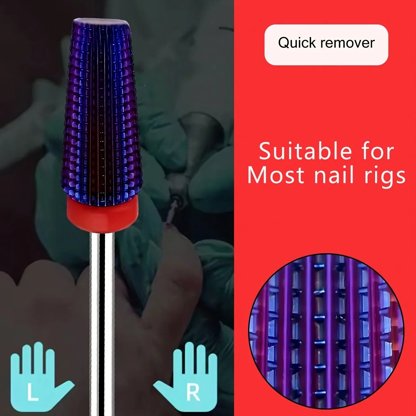 Foret à ongles pour enlever le vernis à ongles en gel acrylique/cuticules, tige de 3/32 pouces adaptée aux outils de pédicure et de manucure 1 pièce