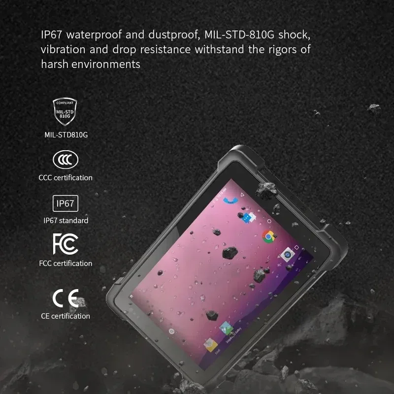 8 Inch IP67 Rugged Tablet PC 800*1280 IPS Outdoor Handheld Waterproof Shockproof 1.22m Drop Protection