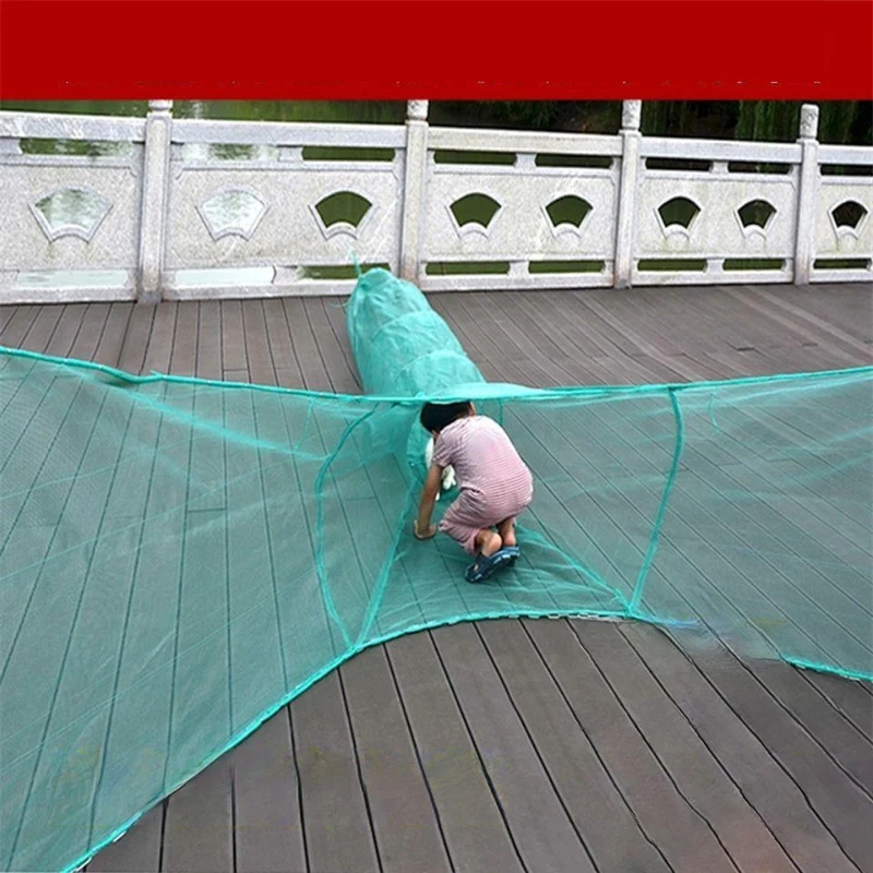 Fish Trap Portable Crap Shrimp Mesh Cage Fishing Trap Network Foldable Blocking Net Tackle Anti-escape Fish Cage Accessories