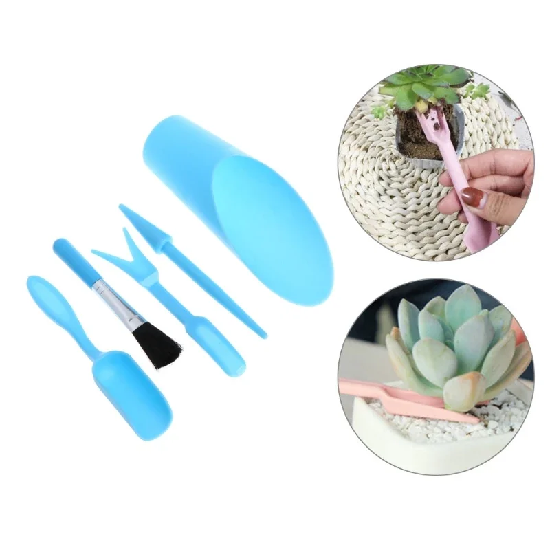 5Pcs Gardening Tools Set Miniature Shovel Brush Widger Succulent Planting Helper Succulent potting tools soil digging loosening