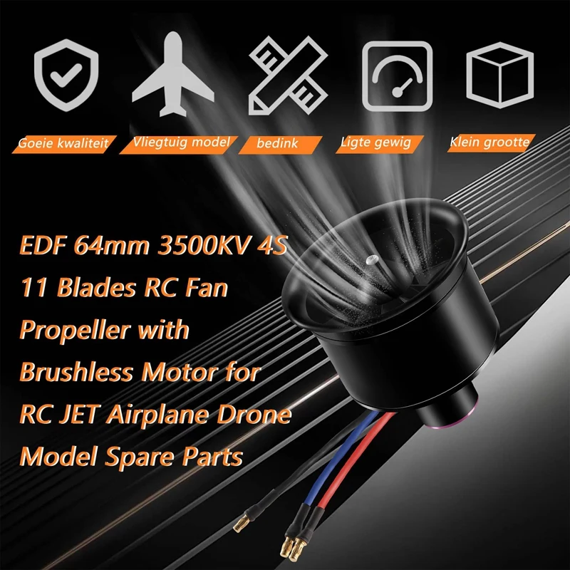 EDF 64Mm 3500KV 4S 11 cuchillas RC ventilador hélice con Motor sin escobillas para RC JET avión Drone modelo repuestos