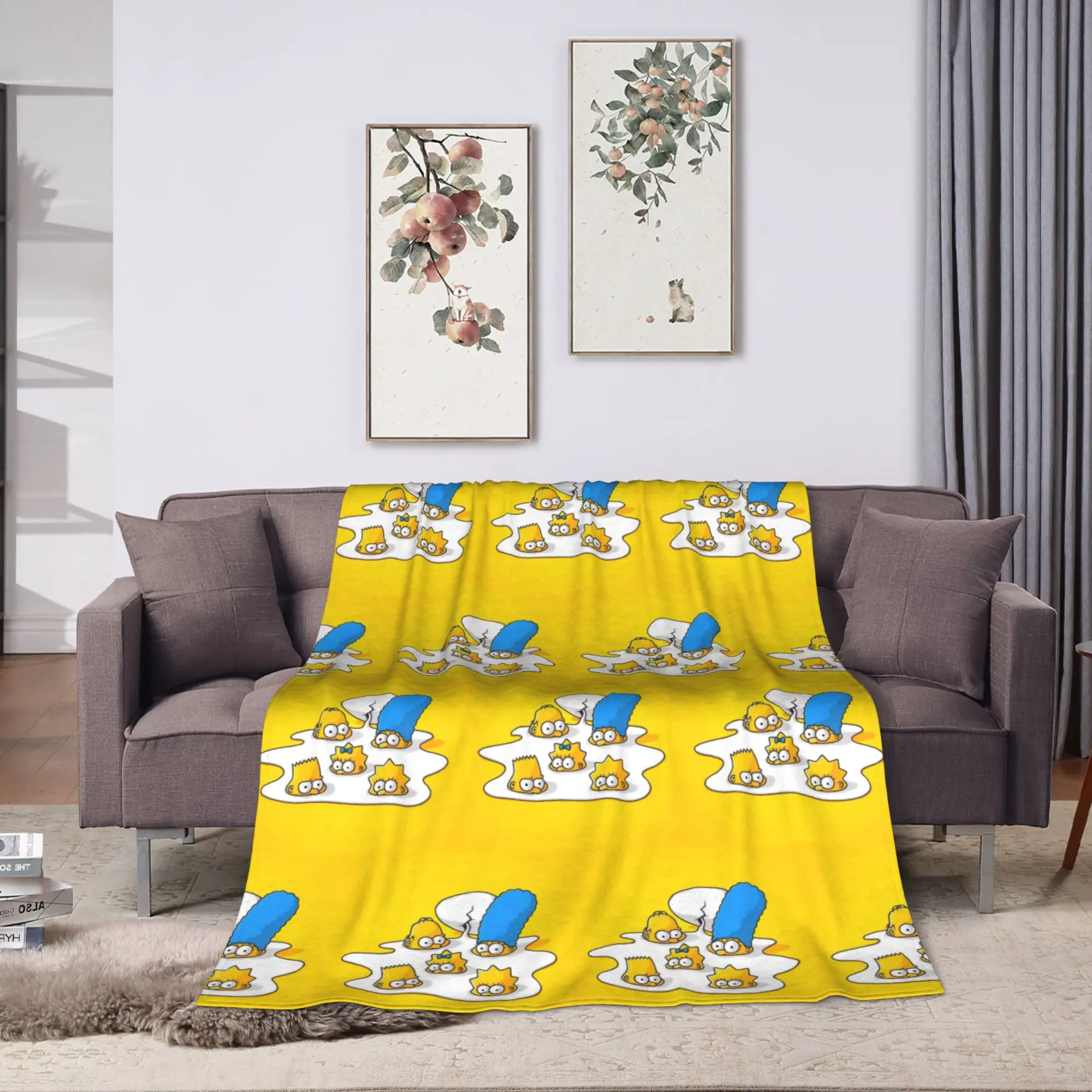 Simpsonsed Cartoon  Blanket Fleece Autumn/Winter  Breathable Ultra-Soft Throw Blanket for Bed Office Plush Thin Quilt