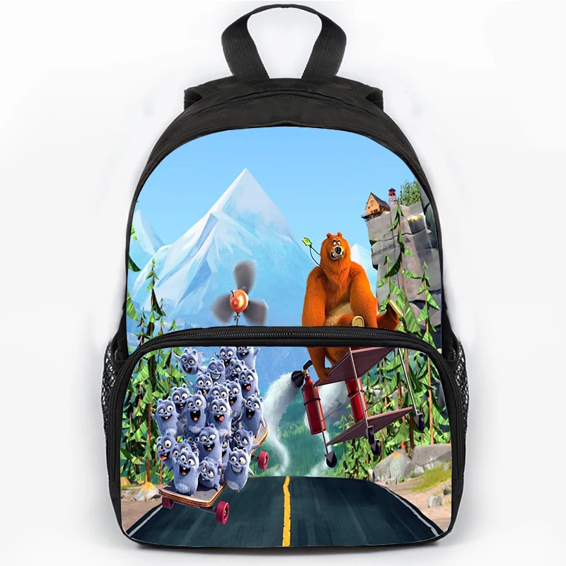 Mochila impermeável dos desenhos animados para crianças, Grizzy e Lemmings, Estudantes Schoolbag, Kids Gift Bag, Meninos e Meninas