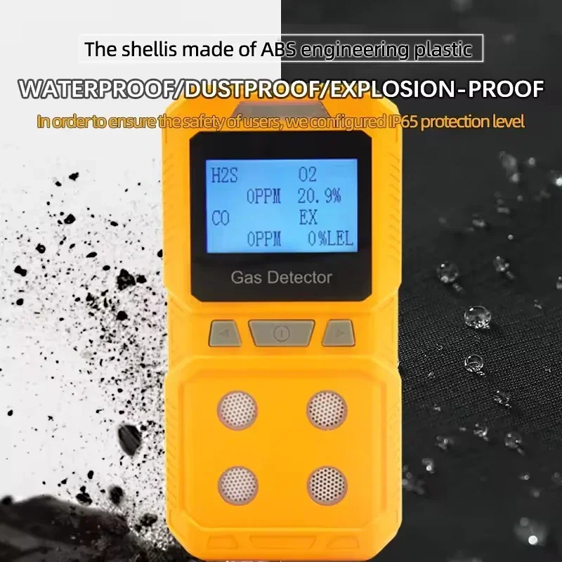 Portable High Precision 4 In 1 Toxic Hazardous Combustible Gas Detector O2 CO H2S Ex Handheld Rechargeable Multi Gas Analyzer