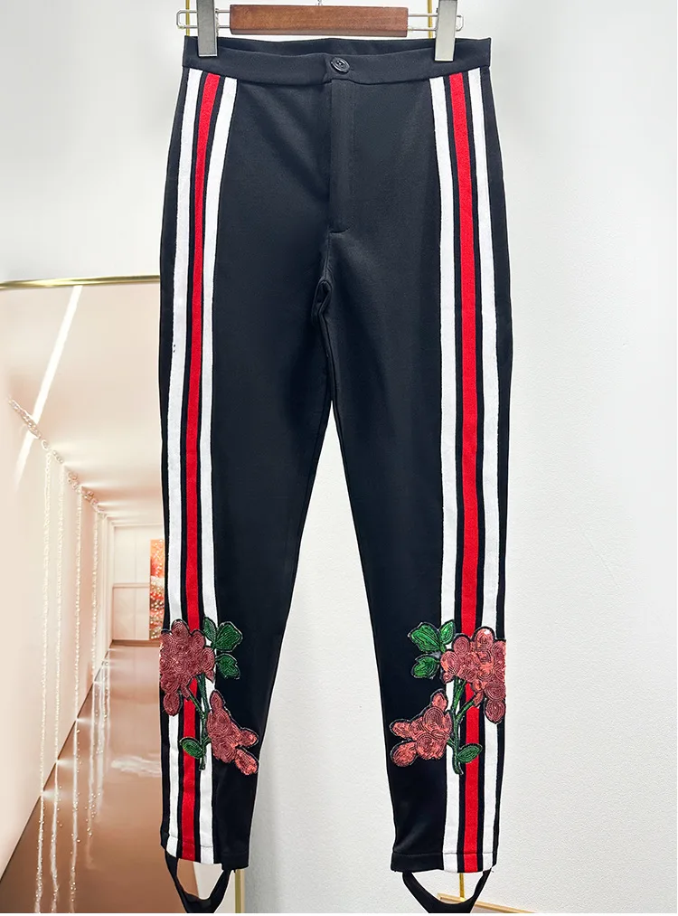 Europe 2023 Autumn Winter Brand New Designer Women High Quality Sequins Stretch Pants C895