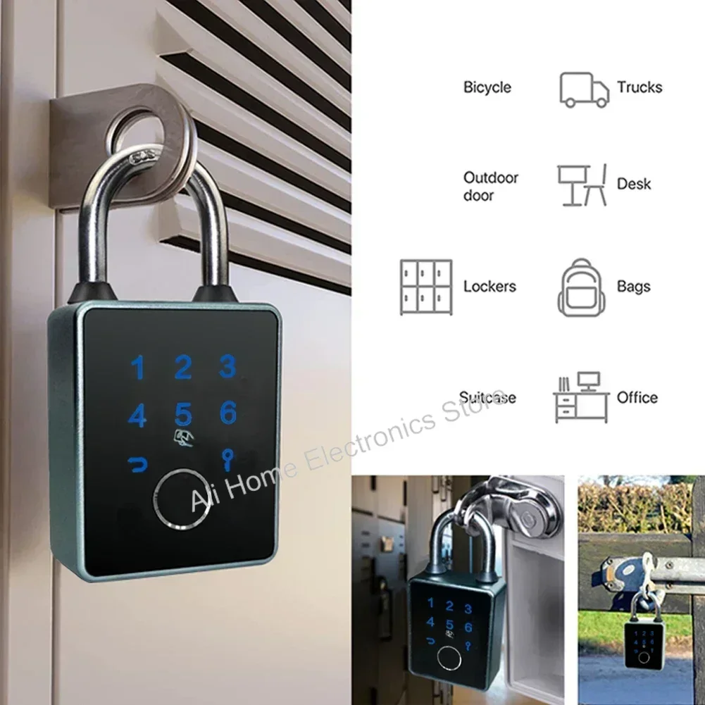 Tuya Smart Padlock Biometric Fingerprint Password  Door Lock APP Card NFC Key Unlock IP65 Waterproof Anti Theft Electronic Lock