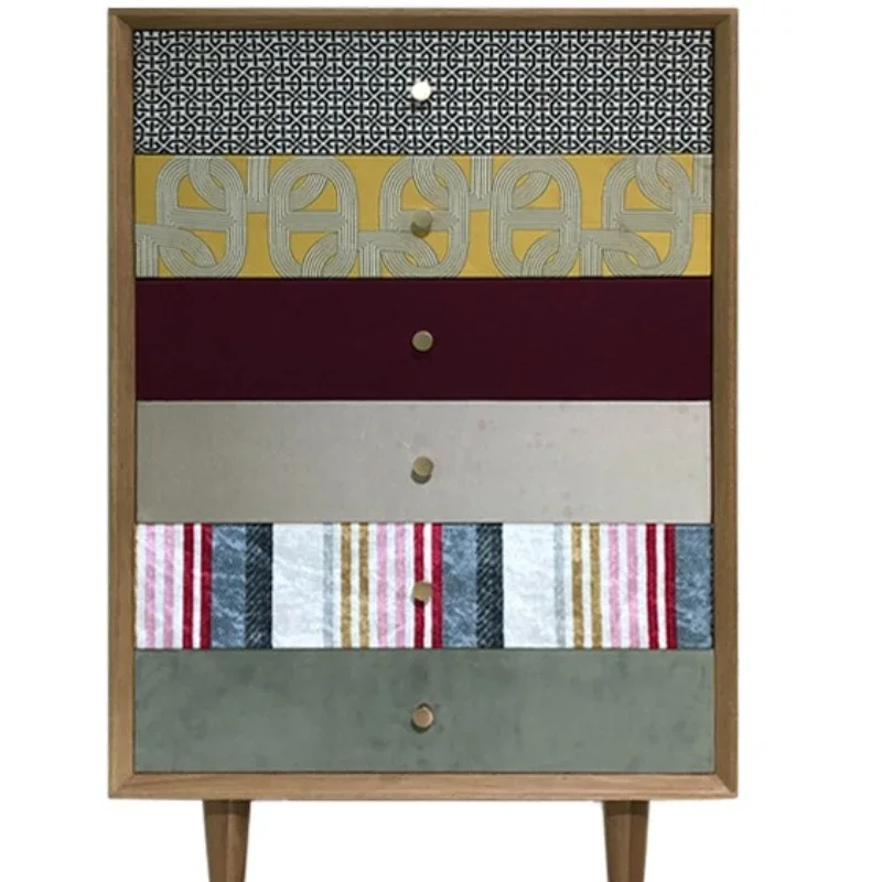 

Contrast color color bag six chest cabinet, white oak solid wood storage cabinet