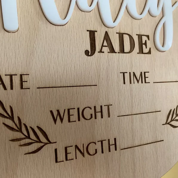 1Pc Custom Baby Announcement Sign Wooden Name Plaque,Home Room Office Wall Door Decor,DIY Paintable,Birthday Wedding Gift view 5