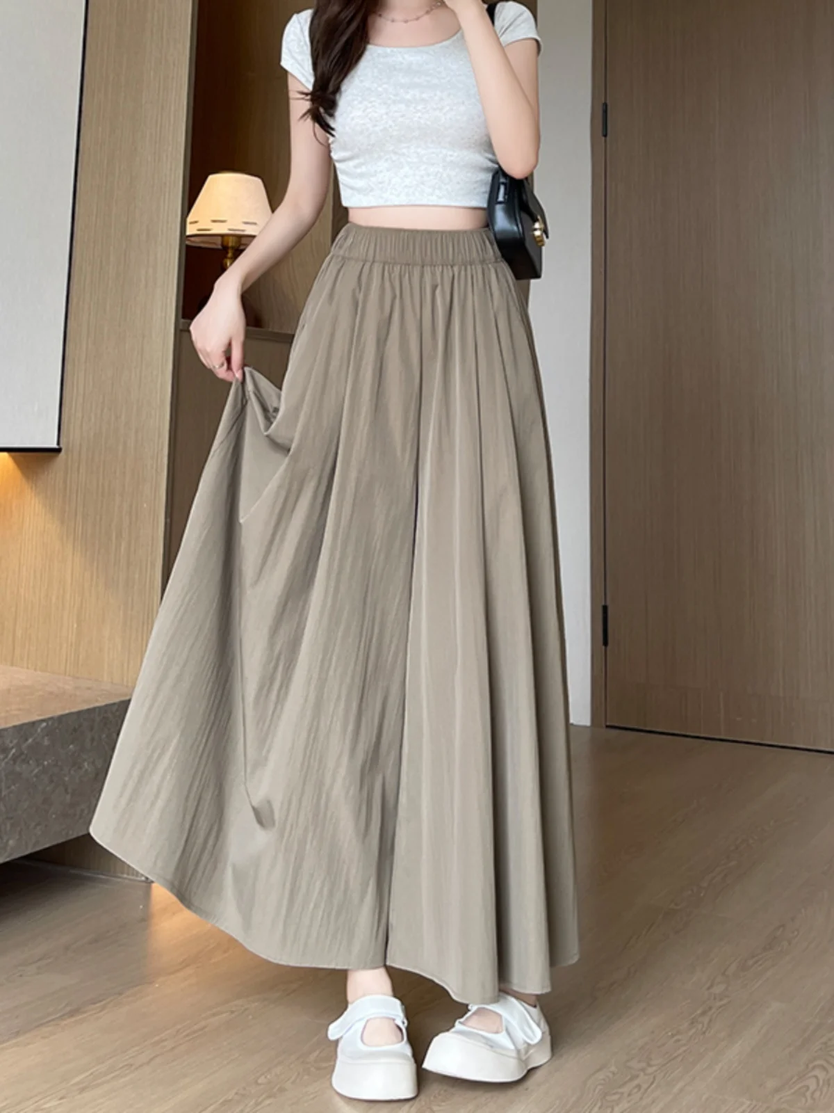 High Waist Loose Wide Leg Pants Skirt for Women Summer 2024 New Style Thin Looking Casual Loose Fit Trousers Korean Style