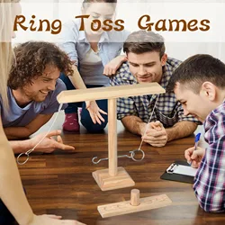 Ring Toss Games for Kids Adults Home Party Drinking Games Fast-paced Handheld Wooden Board Games Shot Ladder Bundle Outdoor Bars