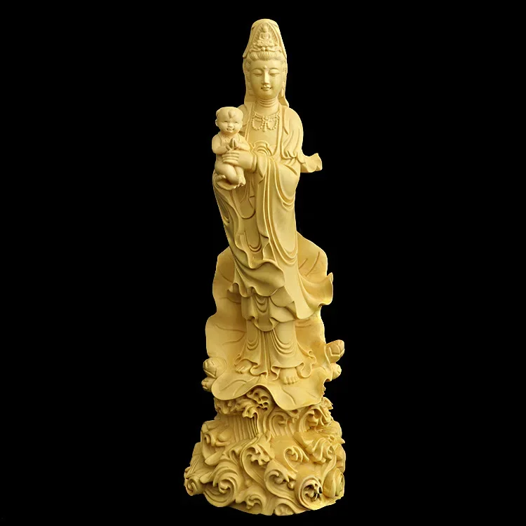 

Boxwood Carving Ornaments To Send The Son of Goddess of Mercy Buddha Statue Crafts Ornaments Gifts