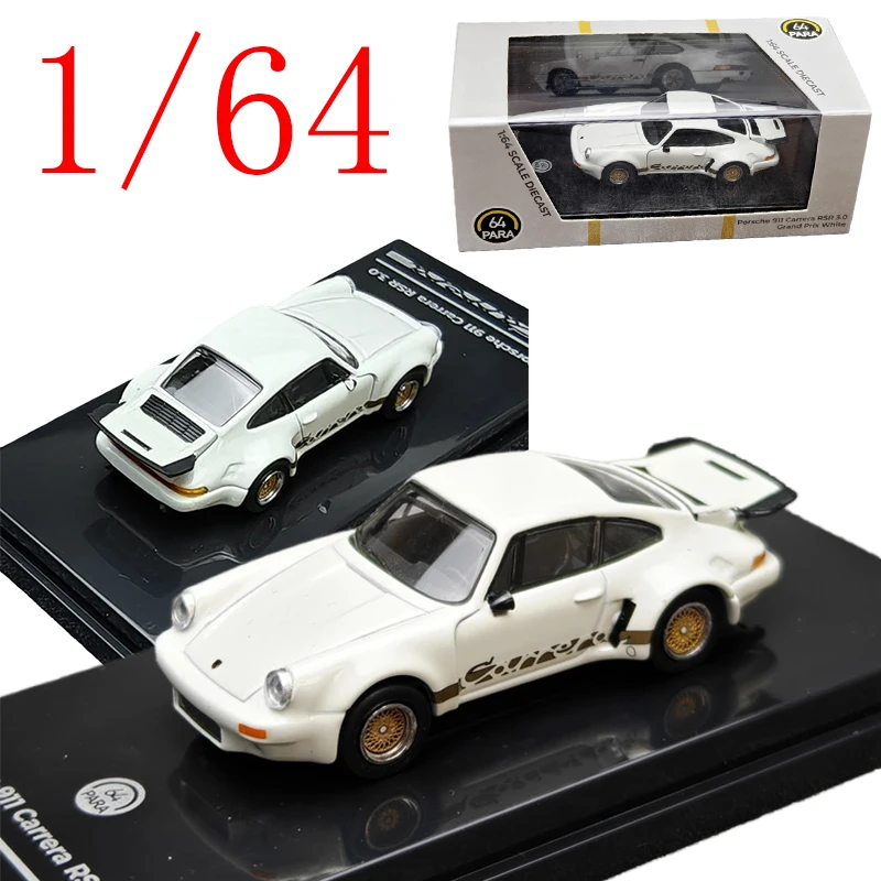 

PARA Литая под давлением модель автомобиля Porsche из сплава в масштабе 1/64 Porsche 911 Carrera RSR3.0 1974, белая игрушка для игр для мальчика, подарок, оригинальная коробка