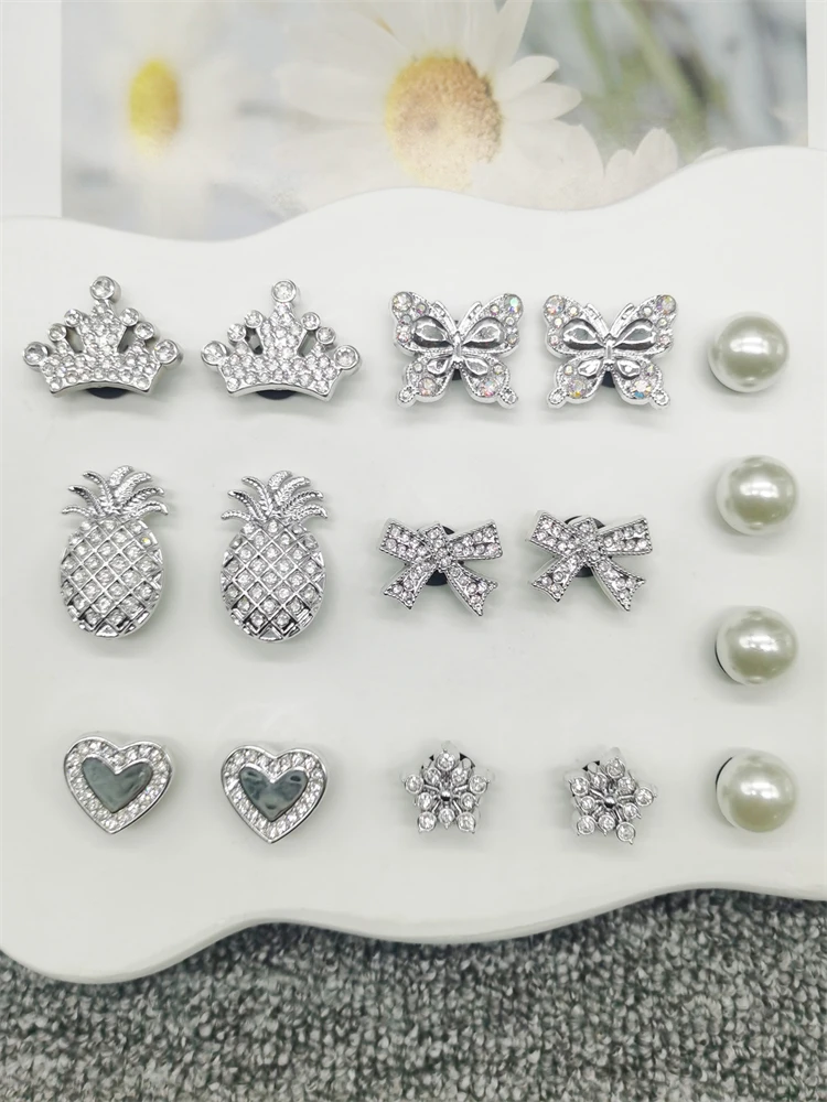 16 Stück Strass-Ananas-Schuhcharms Zubehör ABS Bling Krone Clogs Schuhschnallen Dekorationen DIY Schuhclips Passend für Sandalen – Detail 7