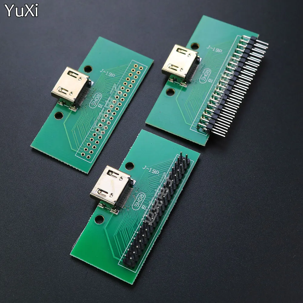 YUXI 1 шт. 19PIN тестовая плата HDMI-совместимая четырехпроводная система A-Тип гнездовой для 2,54 погружной Золотой процесс PCB Адаптерная плата