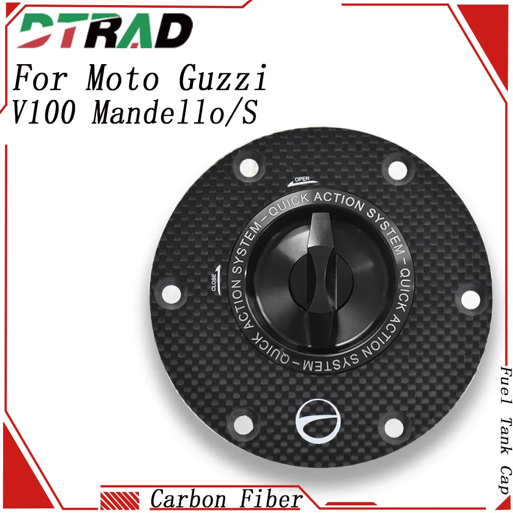ฝาถังน้ำมันแบบปลดเร็ว คาร์บอนไฟเบอร์ สำหรับรถมอเตอร์ไซค์ Moto Guzzi V100 Mandello/S ปี 2022-2025 พร้อมกุญแจล็อค