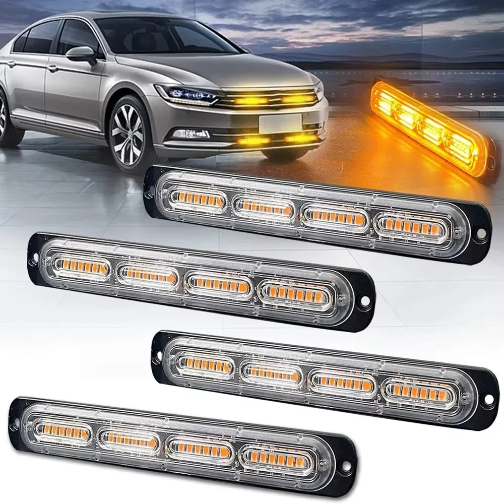 24 Led Strobe Warning Light Ultra Thin Truck Strobe Grille Lightbar Car Beacon Lamp Amber Traffic Signal Light Car Taillight