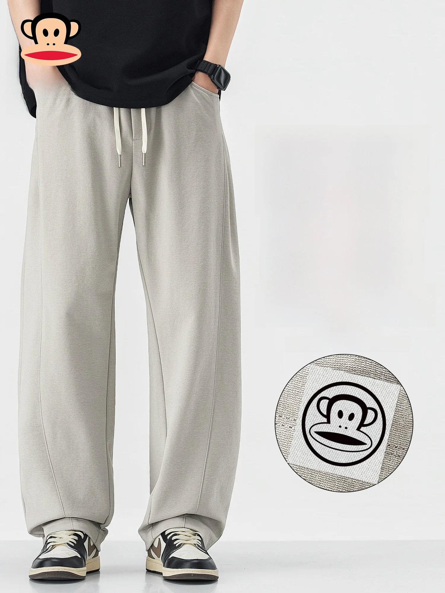 

Мужские повседневные брюки Paul Frank Spring American Style: свободные, прямые, струящиеся, из трикотажной ткани, молодежный тренд