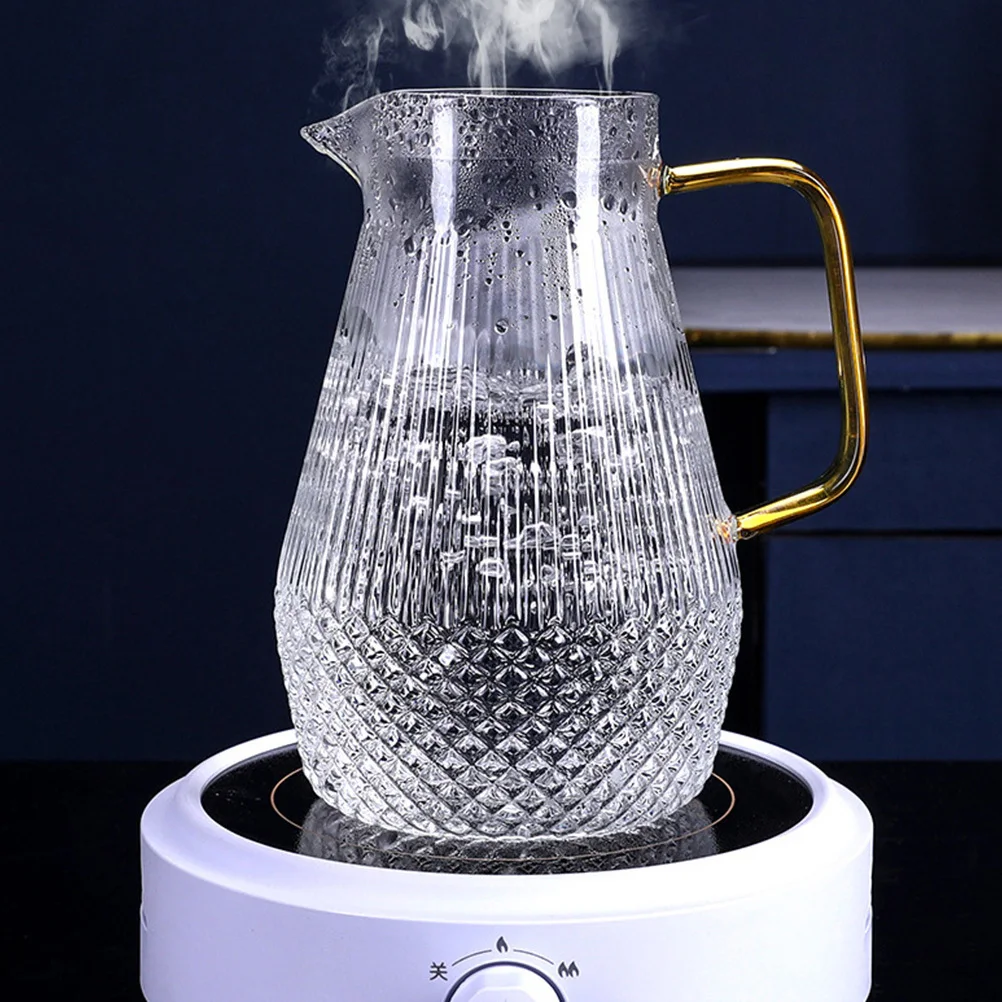 

1500Ml Glass Water Pitcher Diamond Cut With Handle Lid Anti-Drip Spout Wide Mouth Jug For Juice Iced Tea Wine Cold Water Kitchen