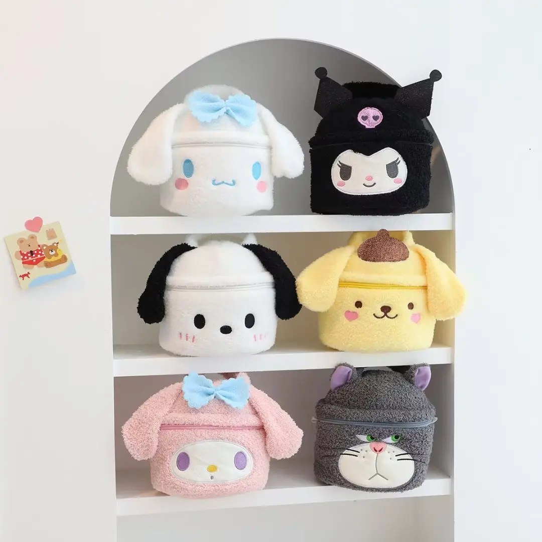 

Sanrio Симпатичная плюшевая сумка My Melody Kuromi Cinnamoroll косметичка кавайная японская стильная мультяшная сумка большой емкости