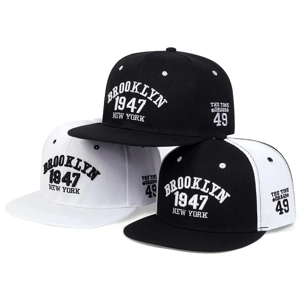 1947 czapka z wyszyciem czapki z daszkiem dla dorosłych BROOKLYN Hip Hop sportowe kapelusze przeciwsłoneczne na świeżym powietrzu regulowana czapka