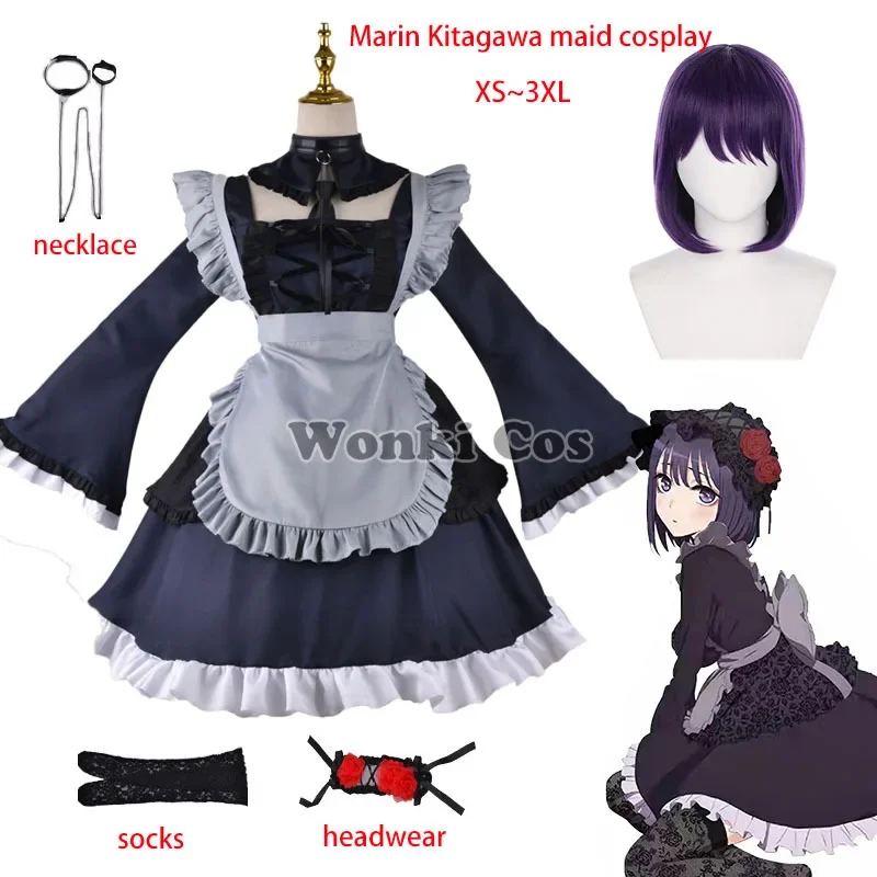 Anime my dress up Instagram cosplay Marin Kitagawa cosplay costume Marin maid dress Lolita cosplay short wig full set