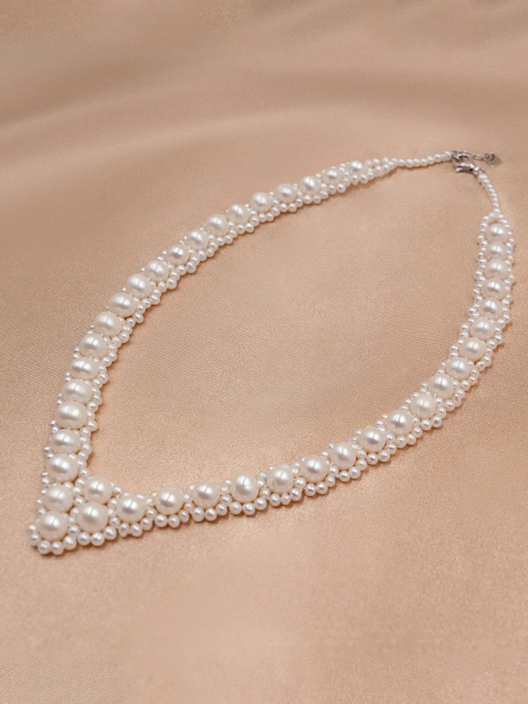 

3mm with 7-8mm flawless vintage 925sliver pearl Jewelry nature freshwater Pearl necklace for Women Girl's choker party jewelry