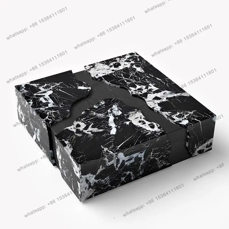 Natural marble coffee table new designer light luxury square large apartment Italian simple fashion