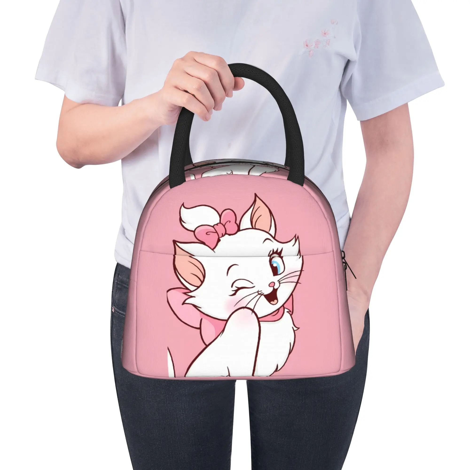 Cartoon Marie Lunchtasche für Kinder, grafische Lunchbox, lässige Picknick-Kühltasche, tragbare, wasserdichte Tragetasche für Lebensmittel – Detail 8