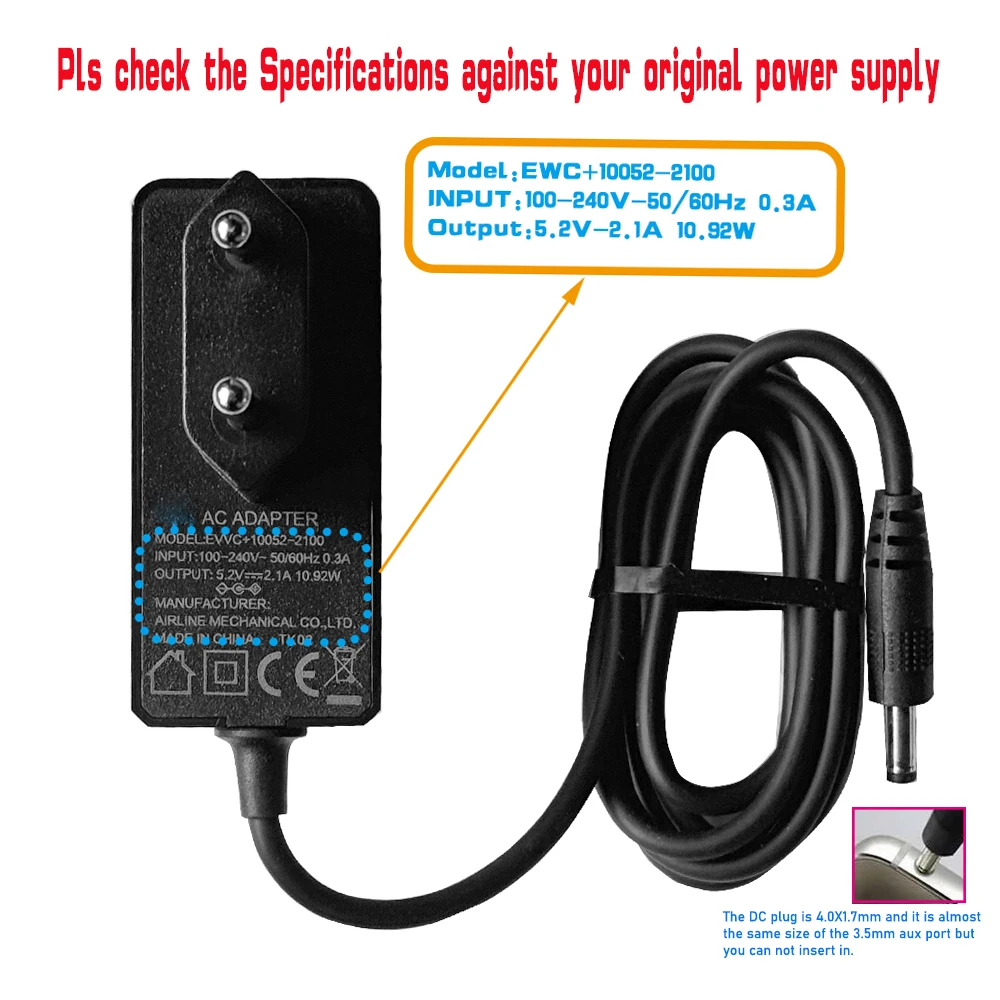 محول طاقة OEM لـ Xiaomi TV Box S Xiaomi TV Box S 2nd Gen EU Plug Charger كابل الطاقة 5.2V 2.1A #6