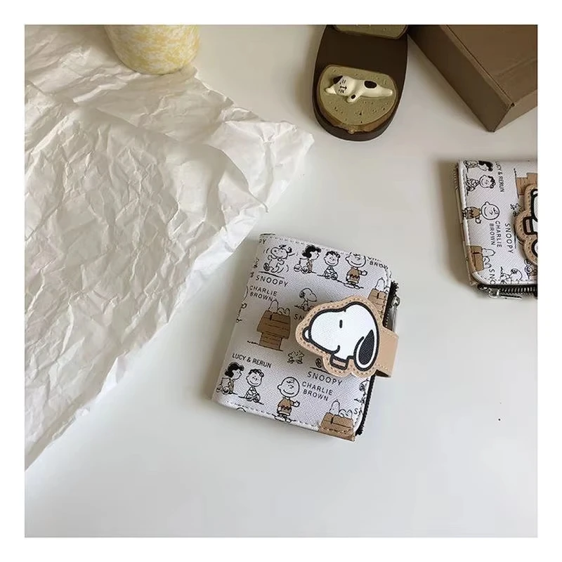Cute Snoopy Purse Anime Cartoon Short Coin Wallet High Value Zipper Student ID Holders Multi Slot Bag Women Men Birthday Gifts view 5