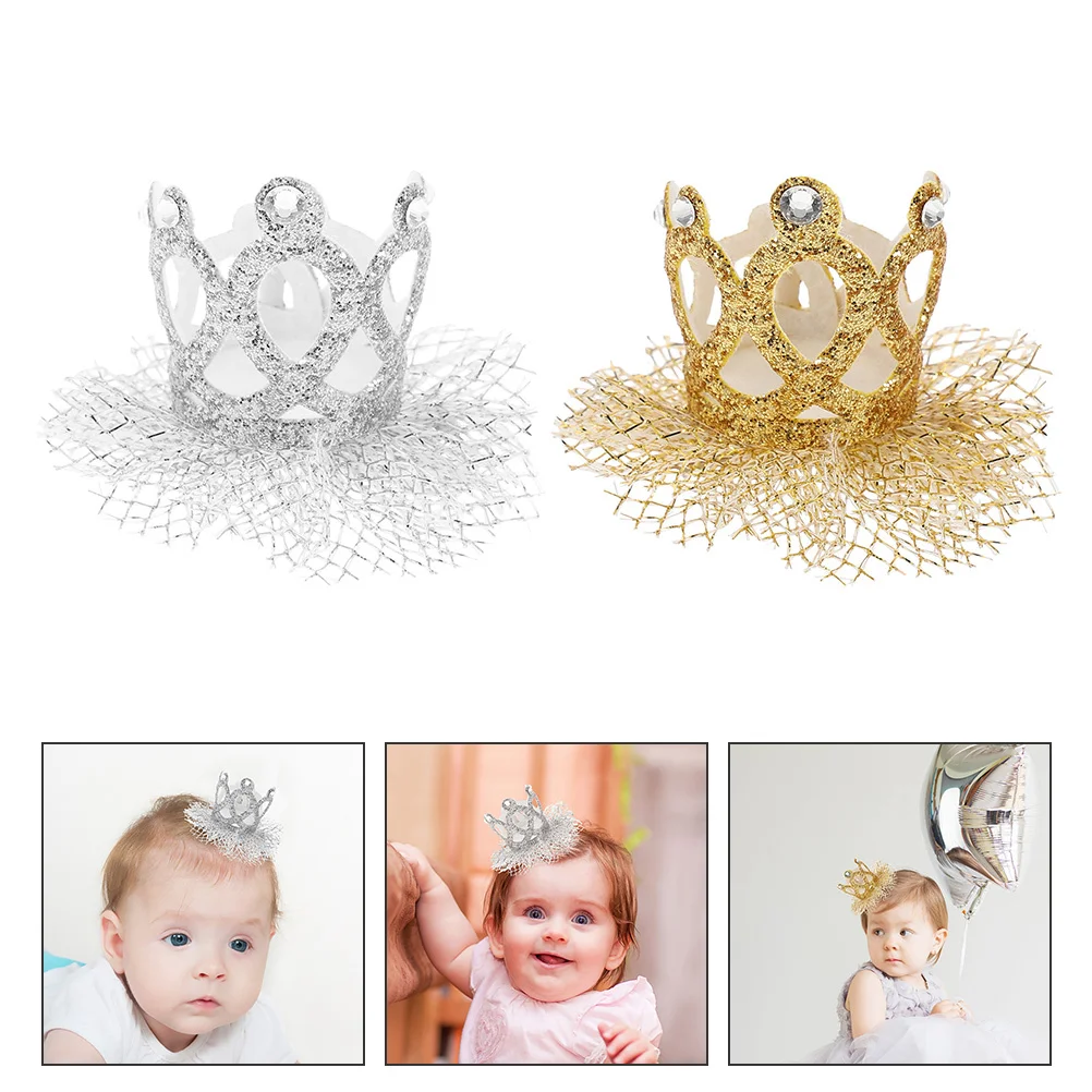 2 قطعة غطاء الرأس الدانتيل تاج لحفلة عيد ميلاد دبوس الشعر طفل زي غطاء الرأس دش اكسسوارات طفل زي أغطية الرأس #1