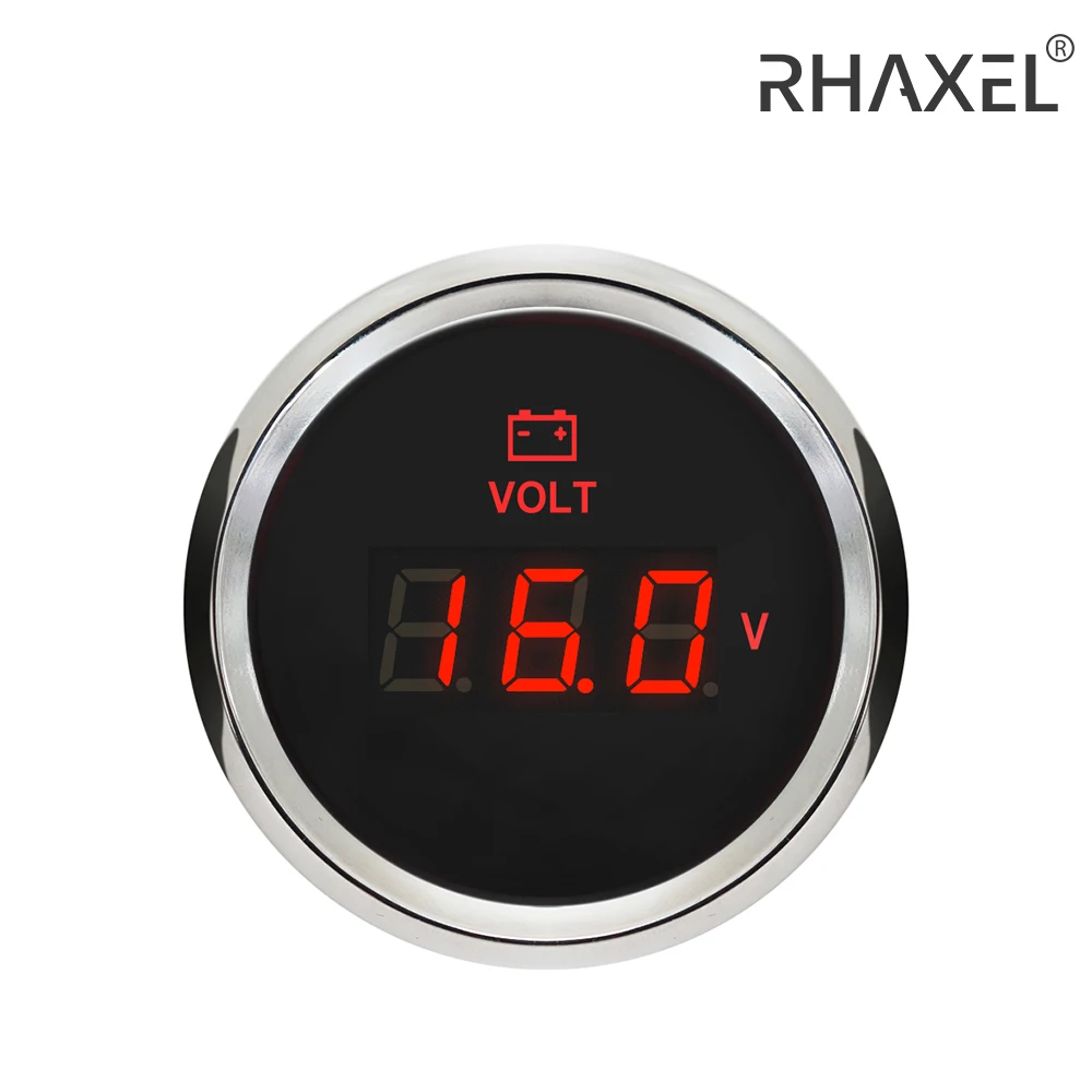 RHAXEL Waterproof Voltmeter Voltage Gauge 8-16V 16-32V 12V/24V 52mm(2