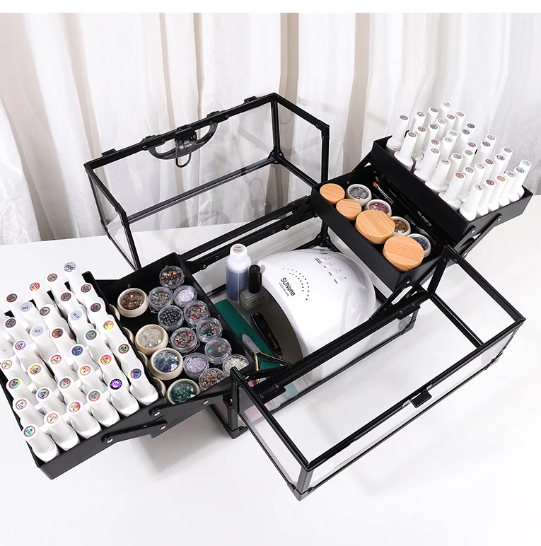 

Nail Tool Box Large Capacity Special Eyebrow Storage Box Desktop Storage Basket Bag Nail Oil Glue Out