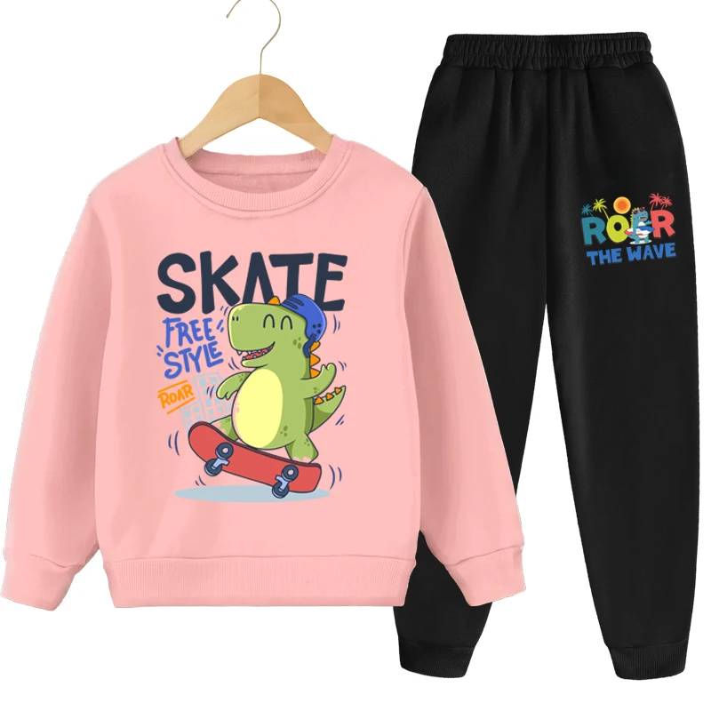 Frühling Herbst Kinder Kpop Sweatshirt-Sets Jungen Mädchen Cartoon-Print Pullover und Lange Hosen 2-teilige Sets Kinder Lässiger Trainingsanzug – Detail 8