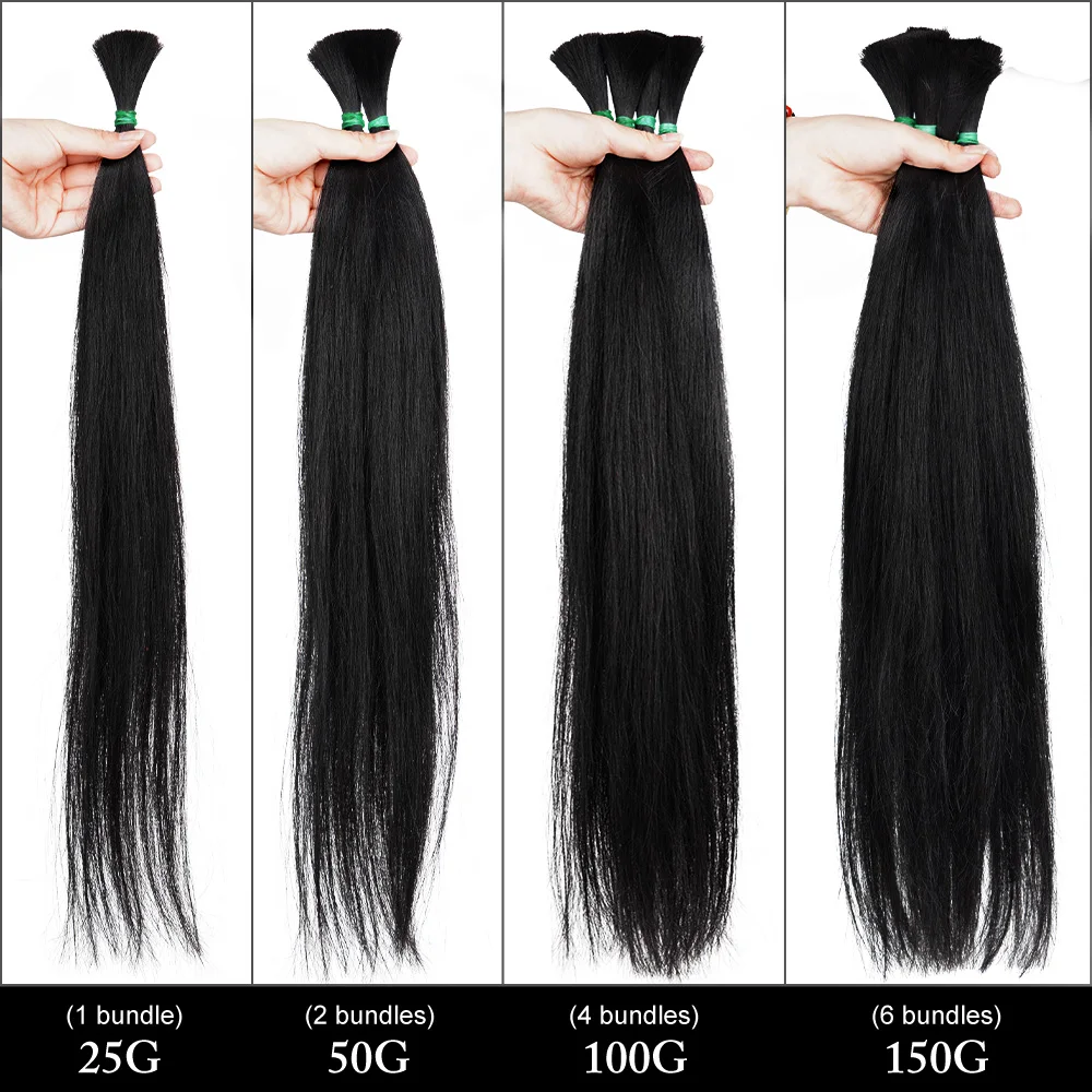 Straight Bulk Human Hair for Salon Supply Brazilian 100g Per Pack No Weft Extensions 100% Raw Human Hair Remy Bulk Hair No Weft