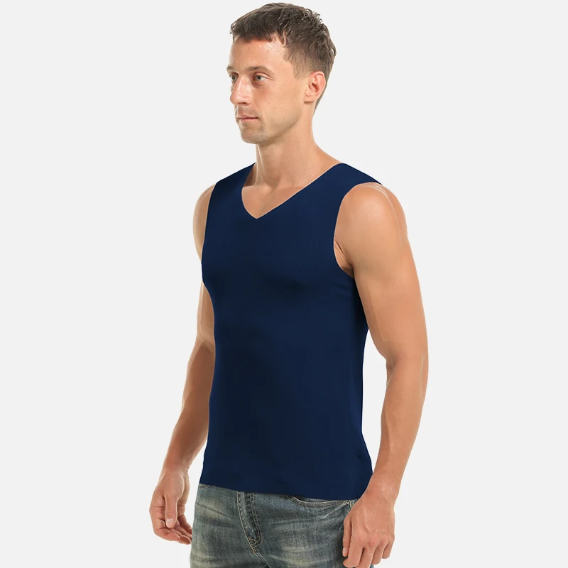 4PCSIce Silk Traceless Weste für Herren, ein dünner Sommerstil, mit einfarbiger Sportweste