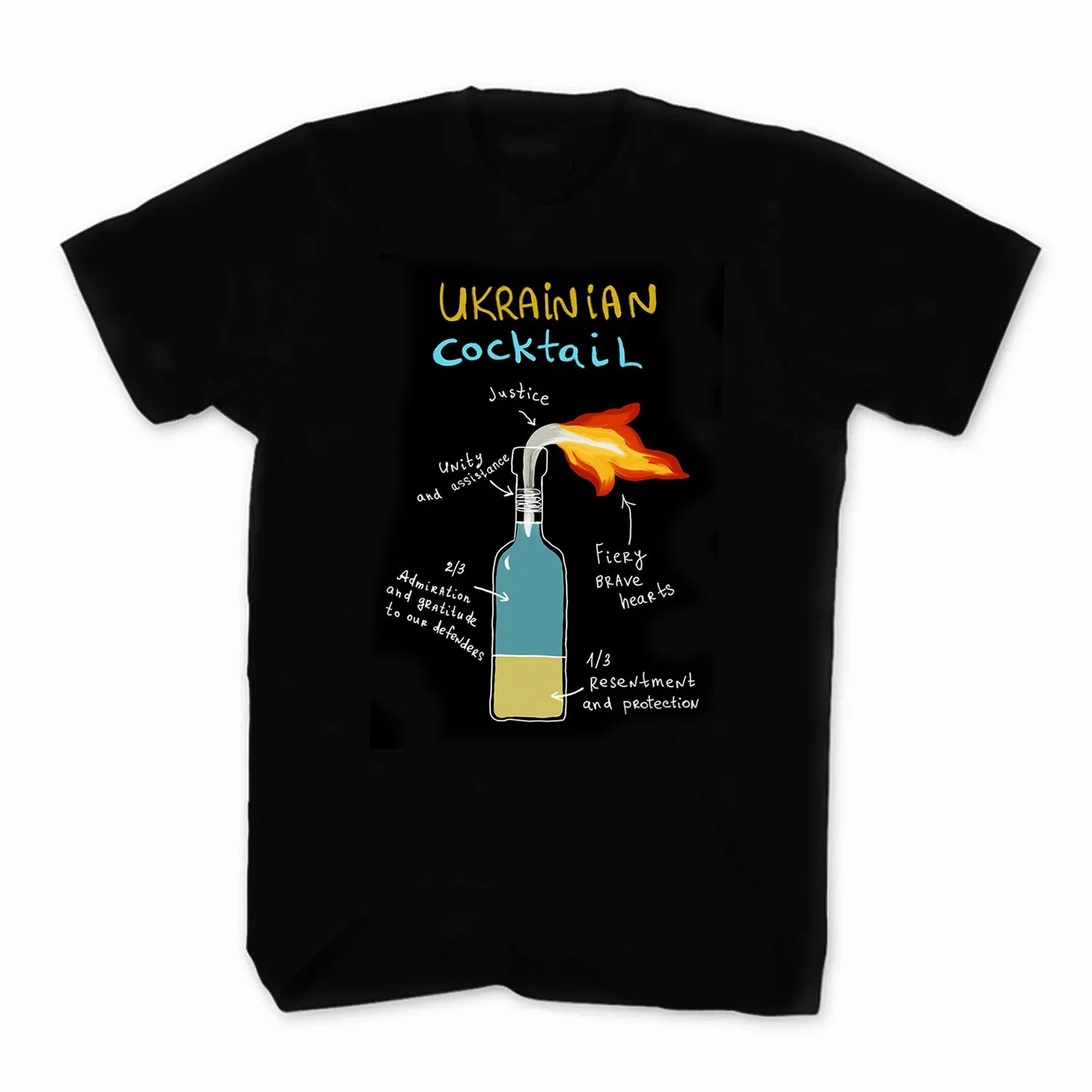 Ukrainian Cocktail Glory To Ukraine T Shirt. High Quality Cotton, Breathable Top, Loose Casual T-shirt Sizes S-3XL