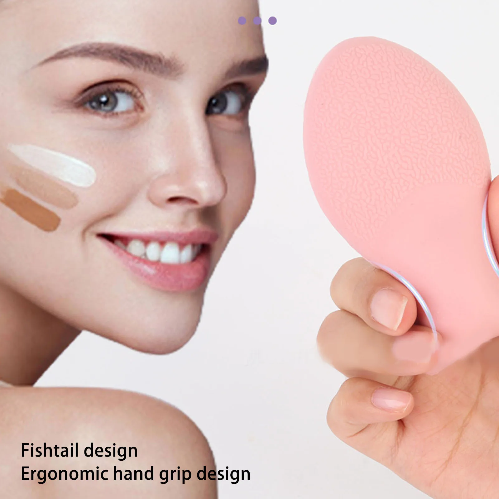 Silicone Makeup Powder Puff Fish Shaped Ergonomic Skin Textured Soft Silicone Cosmetic Puff Skin Friendly for Foundation