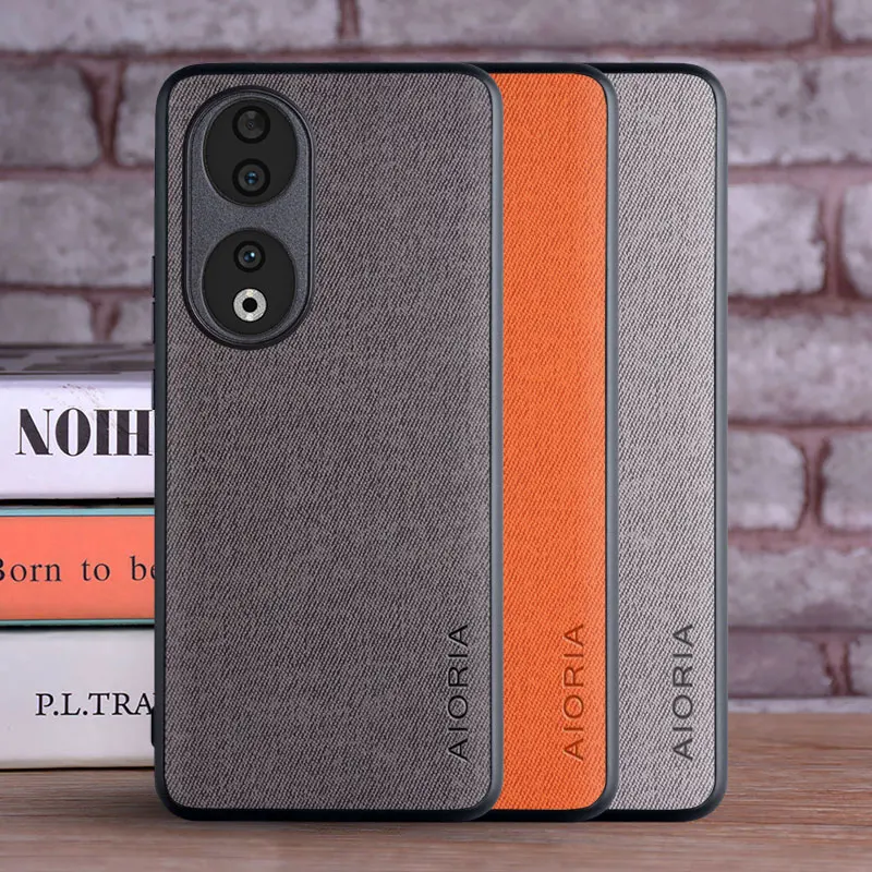 Etui na telefon Honor 90 Lite 5G coque Luksusowa tekstylna skóra miękka TPU pokrowiec na telefon funda dla huawei honor 90 etui capa