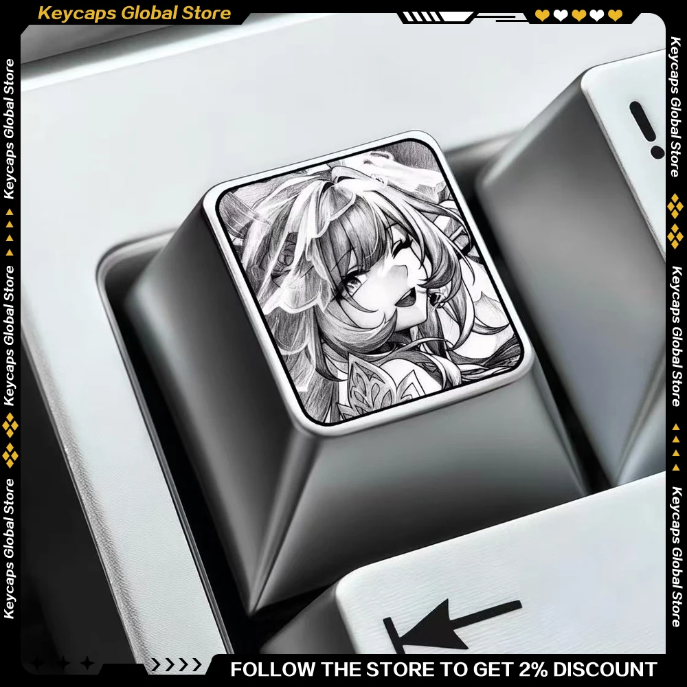 

Honkai：Star Rail Series Cyrene Metal Keycaps Personalized Game Peripherals Customized Artisan Cap for Keyboard Accessories