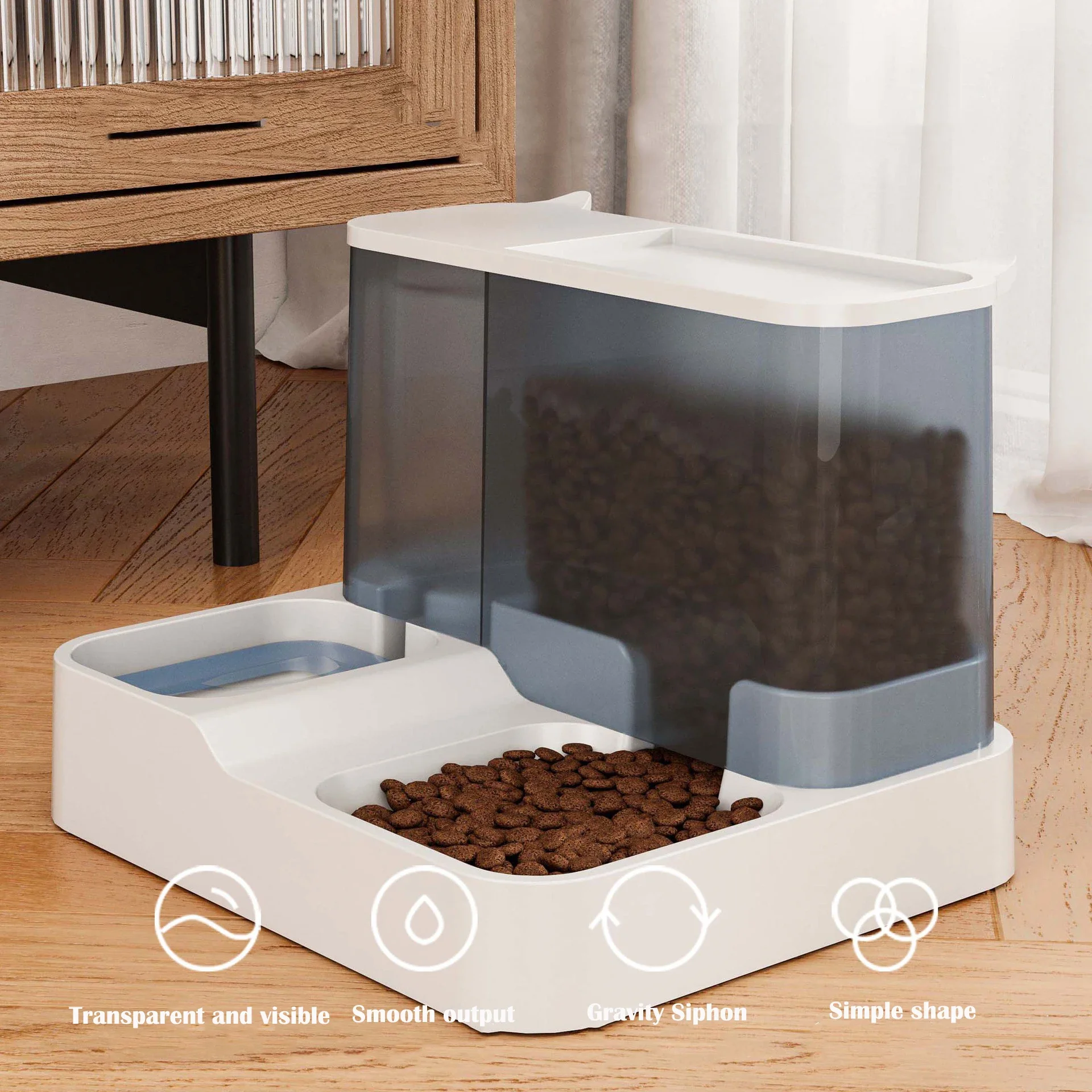 Imagem -04 - Gato de Grande Capacidade Alimentador Automático Dispensador de Água Molhado e Seco Separação Recipiente de Alimentos para Cães Tigela de Água Potável Suprimentos para Animais de Estimação