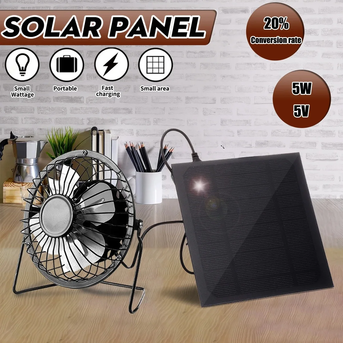 Omni-in 5W5V solar panel and fan kit, ventilation and cooling, photovoltaic power generation fan, cooling fan