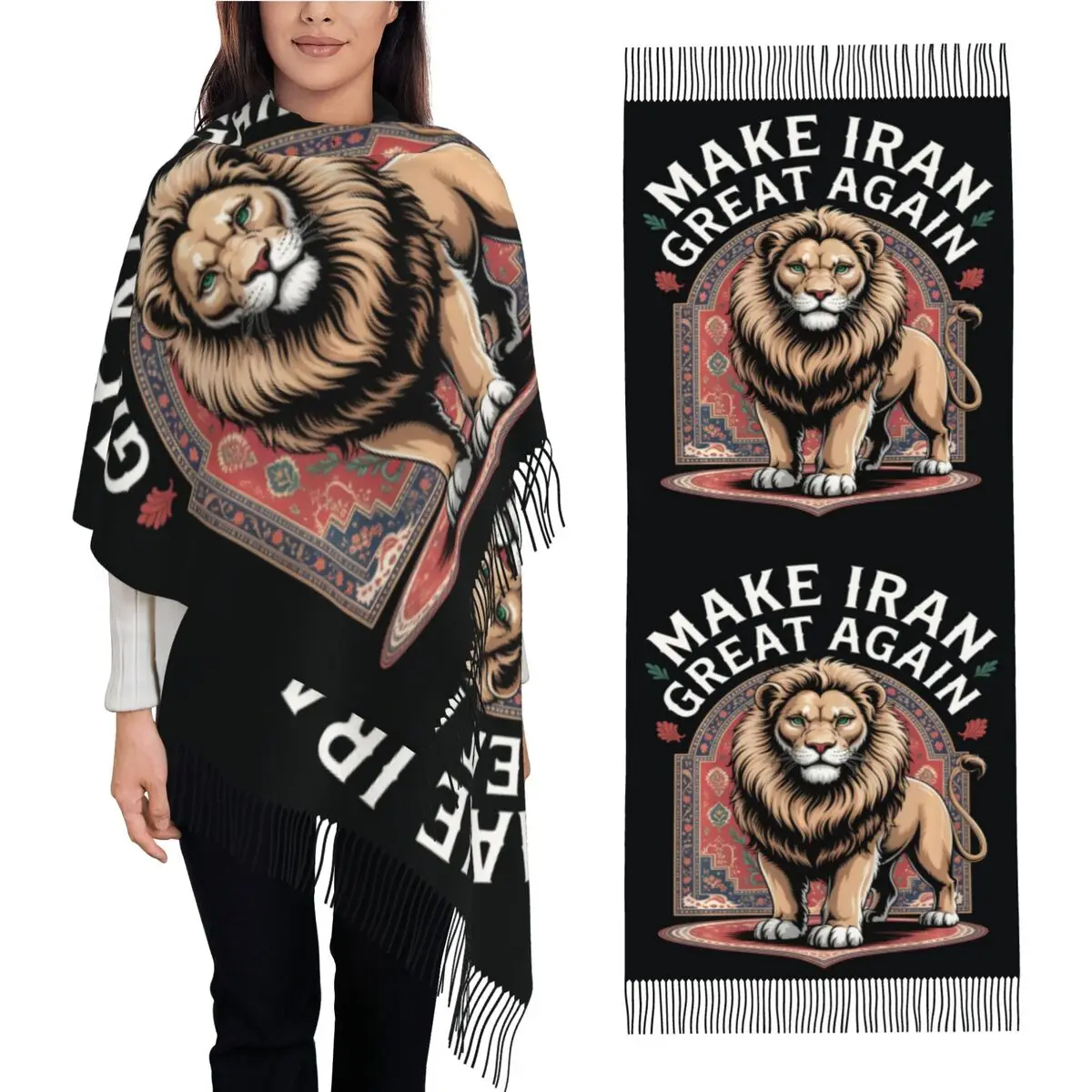 Warm Soft Scarf Winter Make Iran Great Again Lion Shawls Wrpas New Design Bufanda Men Women Fashion Headwear Scarves