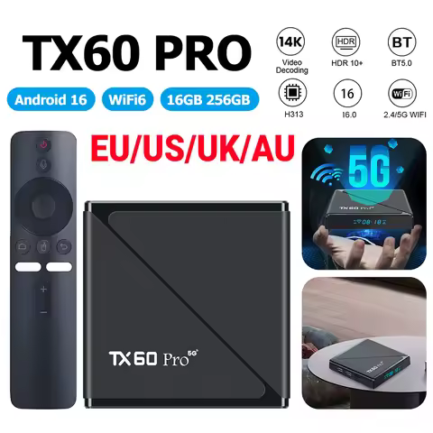 Android TV Box Allwinner H313 Android16 16G 256G 2.4G 5G WiFi6 Voice Control 14K Ultra HD Video Media Player Ethernet Lan