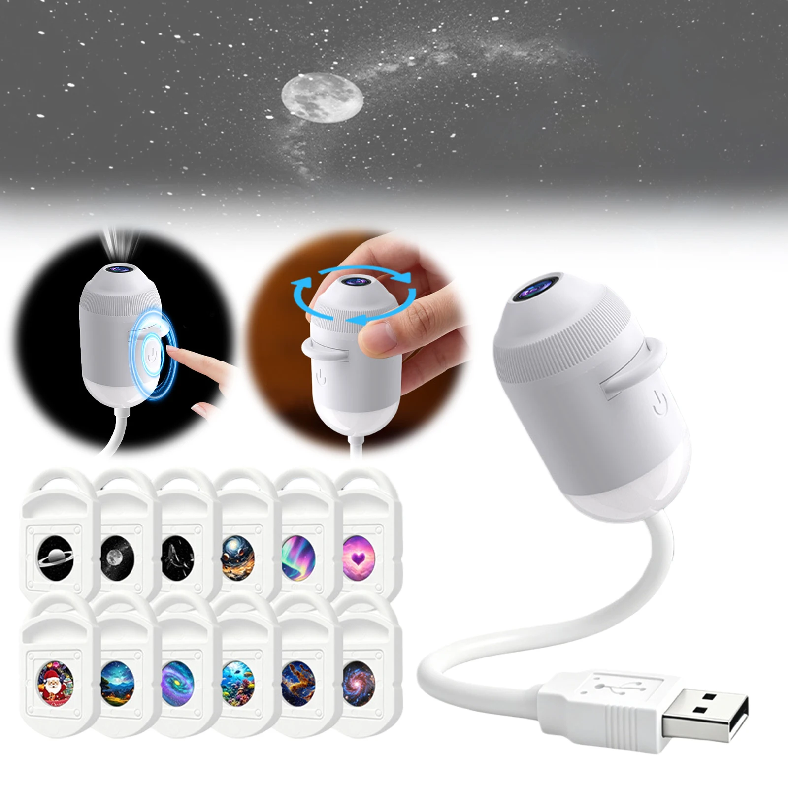 Galaxy Projector Night Light USB Powered Starry Sky Night Light Projector for Kids Adults Bedroom Dreamy Ceiling Decor
