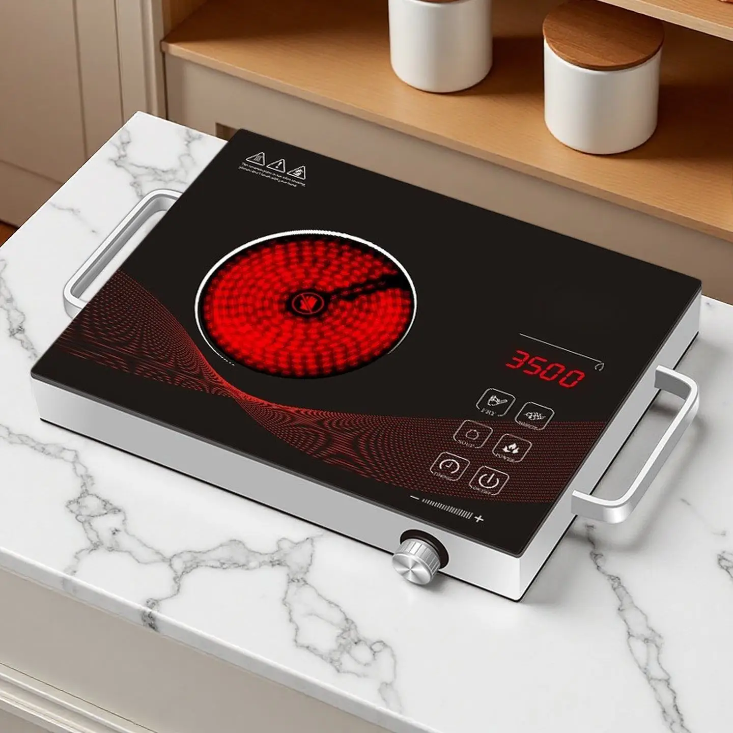 Juego de Cocina de Inducción Portátil con Olla, Diseño 4 en 1 que Ahorra Espacio, Compatible con Todo Tipo de Utensilios de Cocina, para Cocinar en Interiores y Viajes de Picnic, Fácil de Usar